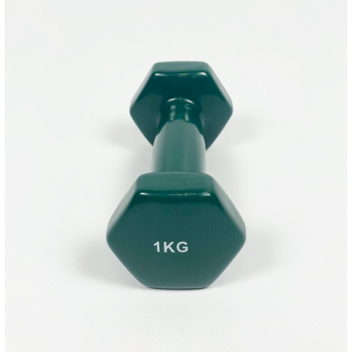 Гантель для фитнеса 1 кг 1шт с виниловым покрытием Generation Fitness FF51D3A-1kg (темно-зеленый)