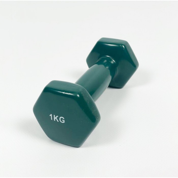 Гантель для фитнеса 1 кг 1шт с виниловым покрытием Generation Fitness FF51D3A-1kg (темно-зеленый)