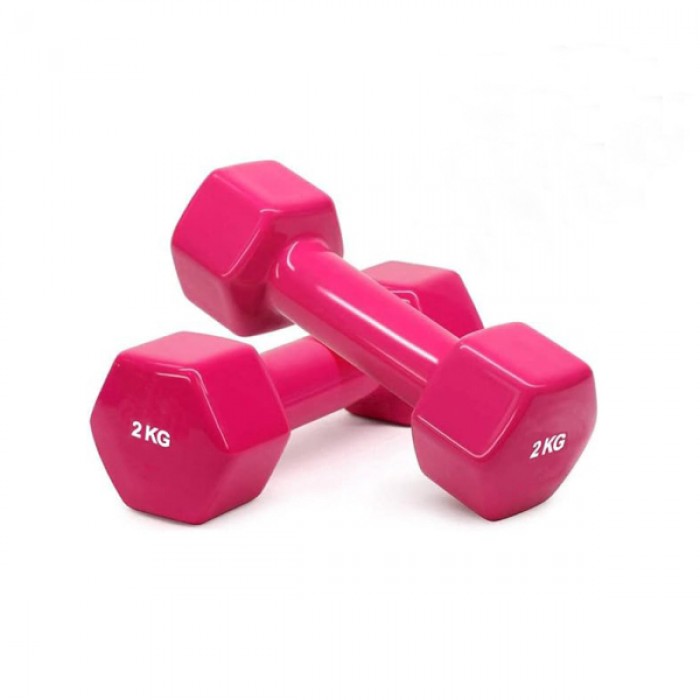 Гантель для фитнеса 2 кг 1шт с виниловым покрытием Generation Fitness FF51D3A-2kg (розовый)