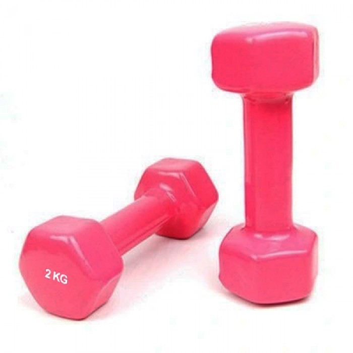 Гантель для фитнеса 2 кг 1шт с виниловым покрытием Generation Fitness FF51D3A-2kg (розовый)