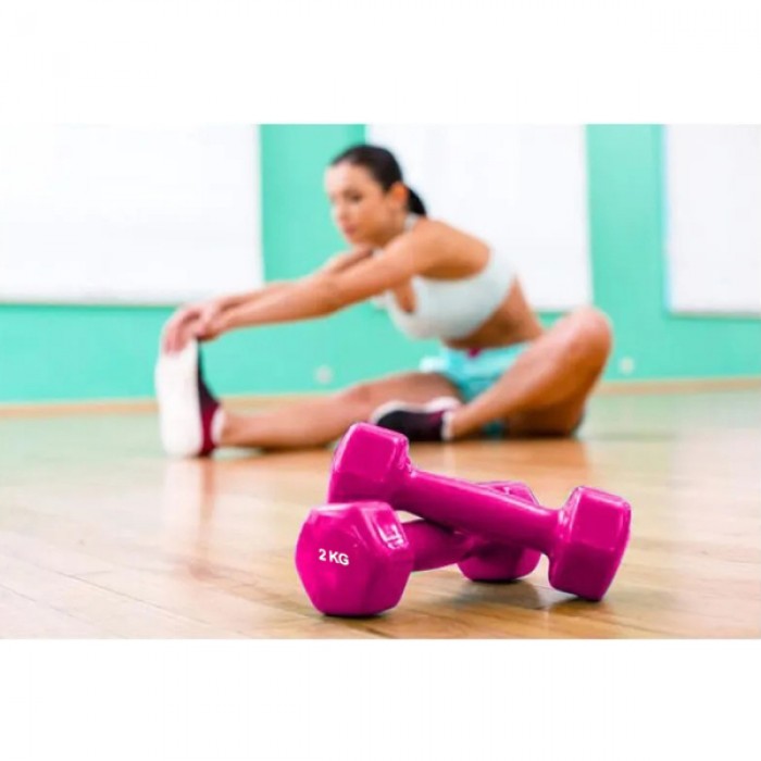 Гантель для фитнеса 2 кг 1шт с виниловым покрытием Generation Fitness FF51D3A-2kg (розовый)