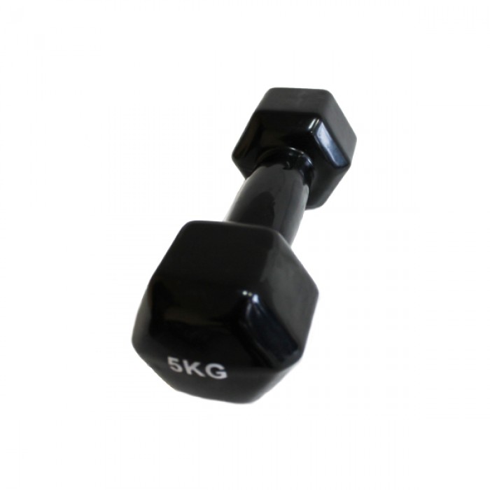 Гантель для фитнеса 5 кг 1шт с виниловым покрытием Generation Fitness FF51D3A-5kg (черный)