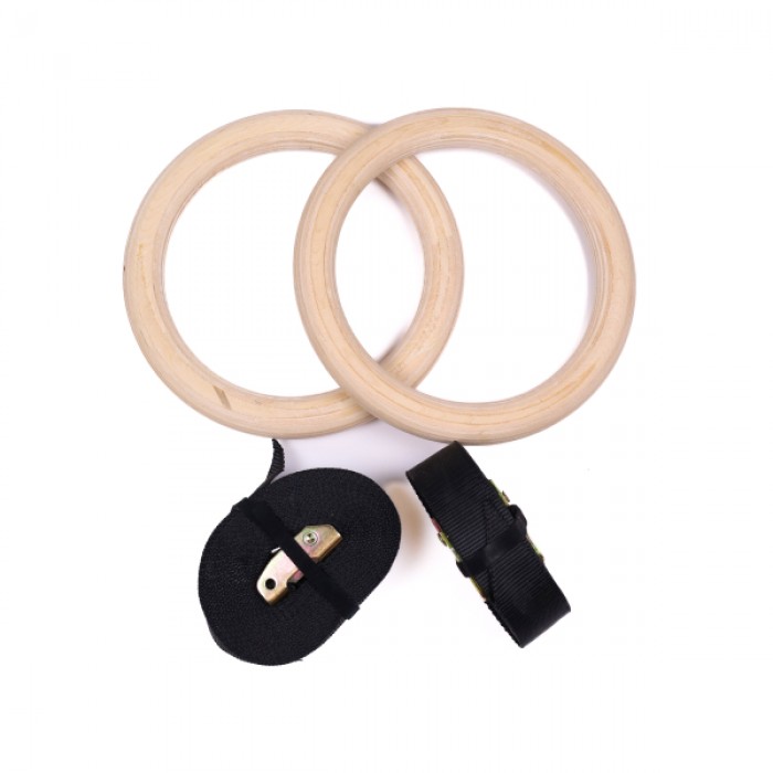 Кільця гімнастичні зі стропами (дерев'яні) Jaguar Wooden Gymnastic