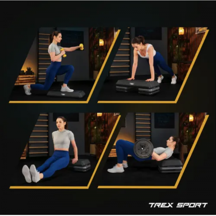 Степ платформа Trex Sport TX-038PAS до аеробіки 3-рівневий чорний