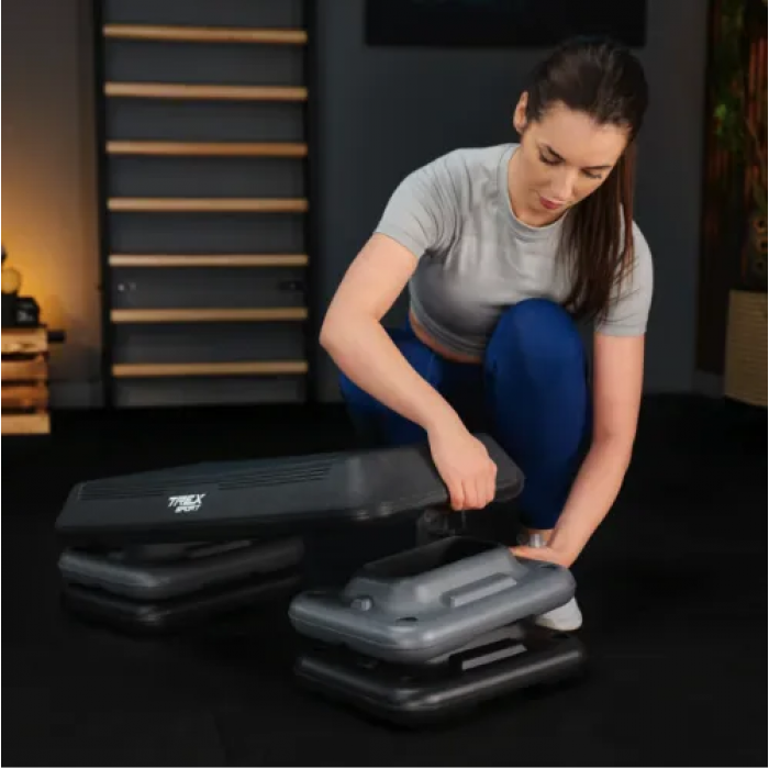 Степ платформа Trex Sport TX-038PAS до аеробіки 3-рівневий чорний