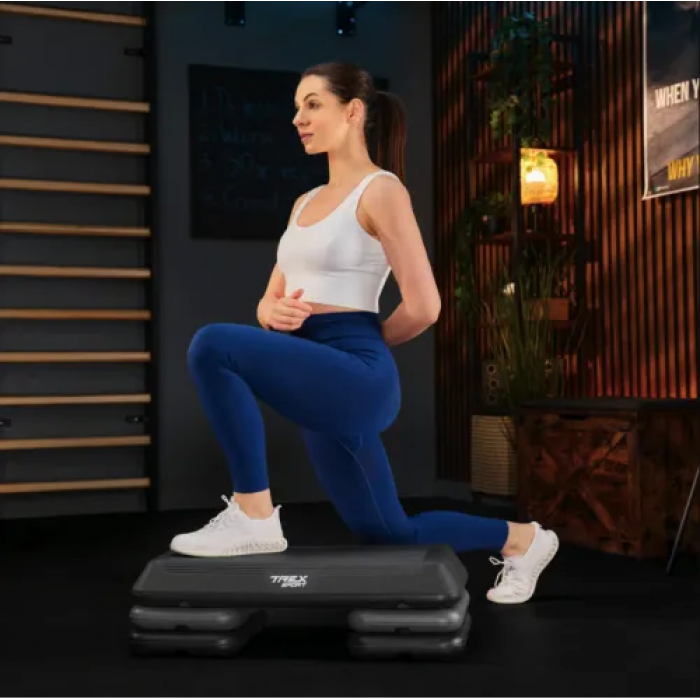Степ платформа Trex Sport TX-038PAS до аеробіки 3-рівневий чорний