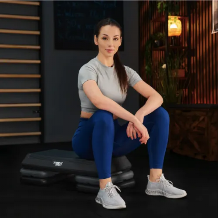 Степ платформа Trex Sport TX-038PAS до аеробіки 3-рівневий чорний
