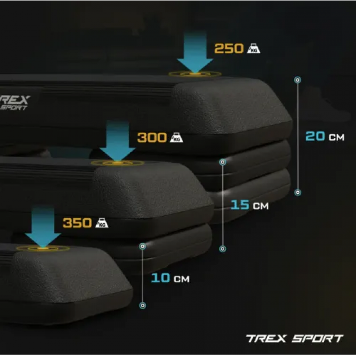 Степ платформа Trex Sport TX-038PAS до аеробіки 3-рівневий чорний