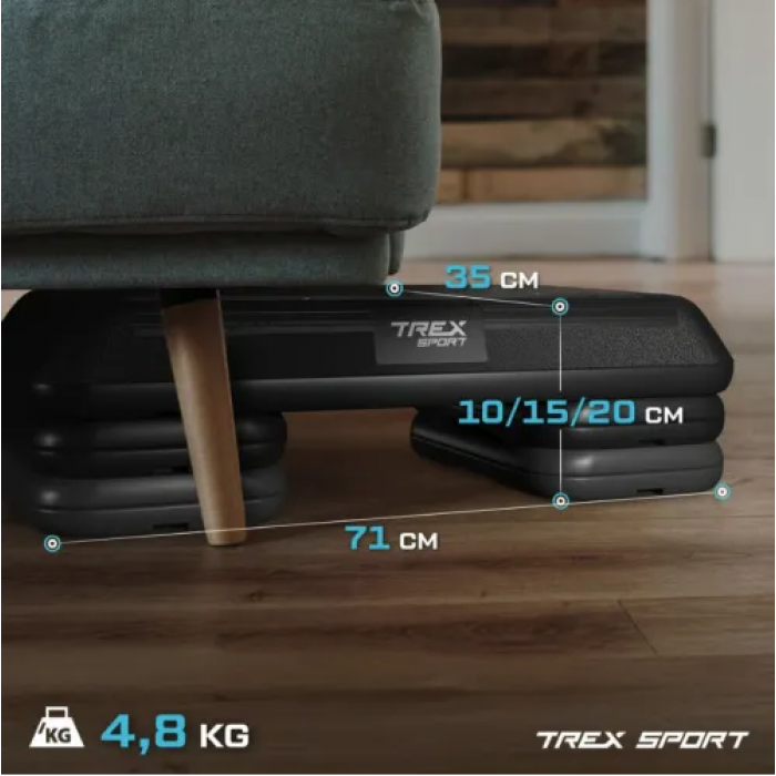 Степ платформа Trex Sport TX-038PAS до аеробіки 3-рівневий чорний