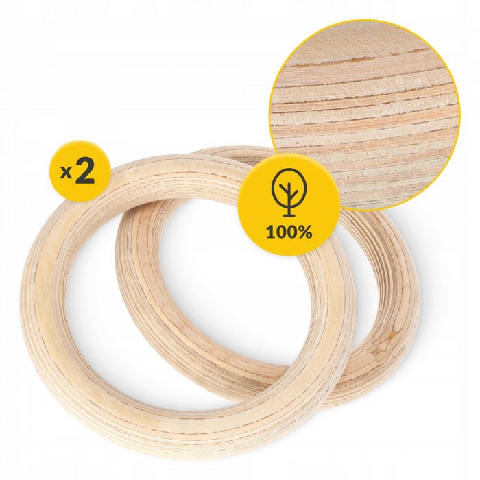 Гимнастические кольца 4FIZJO деревянные, регулируемые Black/Yellow (P-5905973402729)