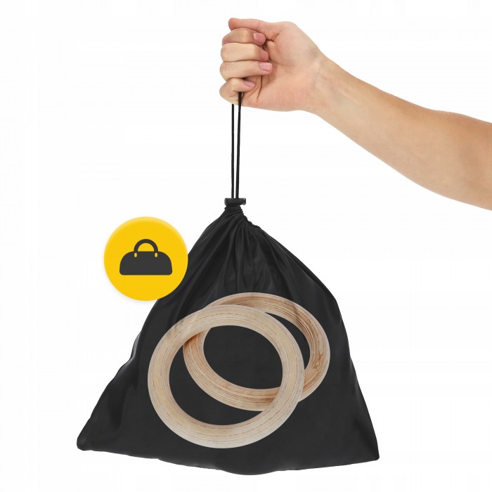 Гимнастические кольца 4FIZJO деревянные, регулируемые Black/Yellow (P-5905973402729)