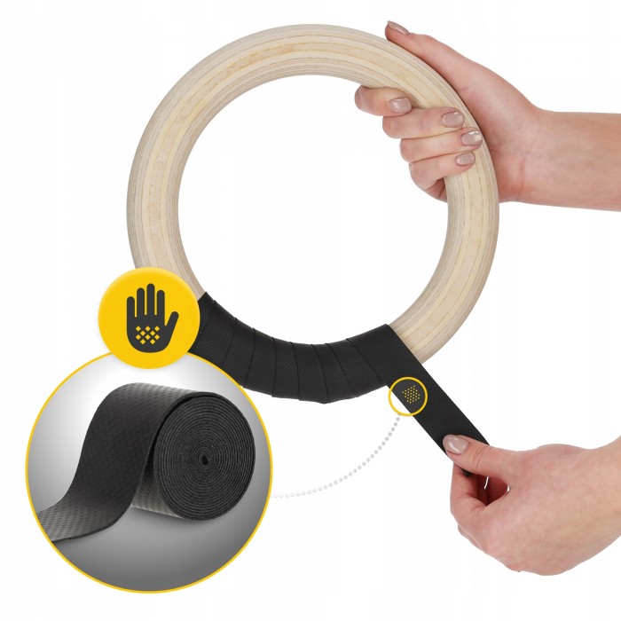 Гимнастические кольца 4FIZJO деревянные, регулируемые Black/Yellow (P-5905973402729)