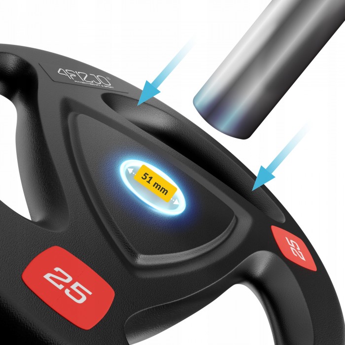 Диск олімпійський 4FIZJO 1 x 25 кг 51 мм металевий, прогумований Black (P-5905973401302)