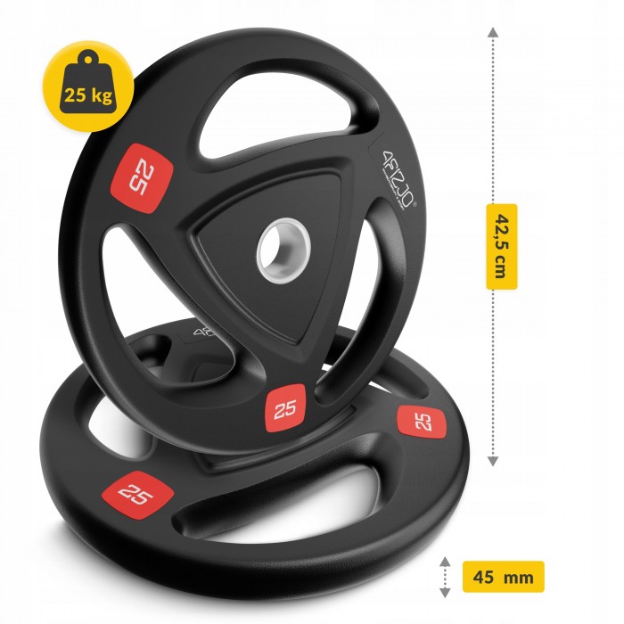 Диск олімпійський 4FIZJO 1 x 25 кг 51 мм металевий, прогумований Black (P-5905973401302)