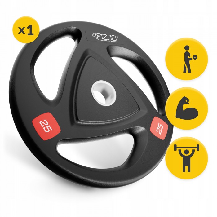 Диск олімпійський 4FIZJO 1 x 25 кг 51 мм металевий, прогумований Black (P-5905973401302)