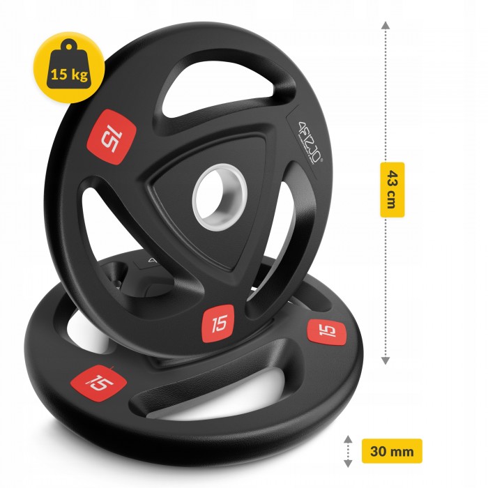 Диск олімпійський 4FIZJO 2 x 15 кг 51 мм металевий, прогумований Black (P-5905973401272)