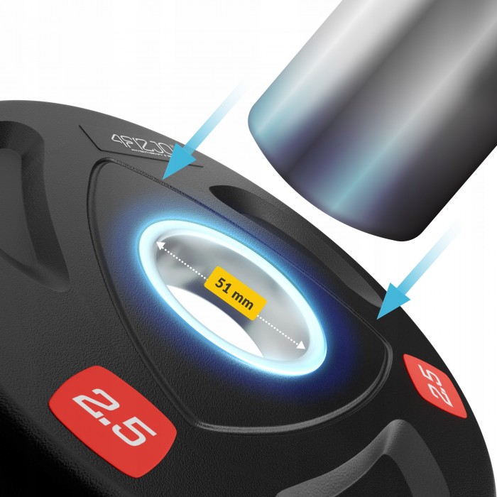 Диск олімпійський 4FIZJO 2 x 2.5 кг 51 мм металевий, прогумований Black (P-5905973401265)