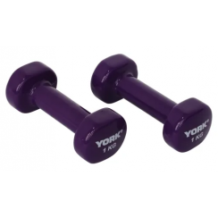 Гантелі для фітнесу вінілові круглі York Fitness 2х1кг фіолетовий