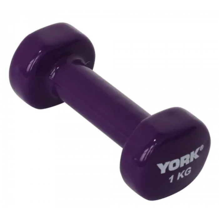 Гантелі для фітнесу вінілові круглі York Fitness 2х1кг фіолетовий