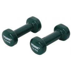 Гантели для фитнеса виниловые круглые York Fitness 2х1,5кг зеленый