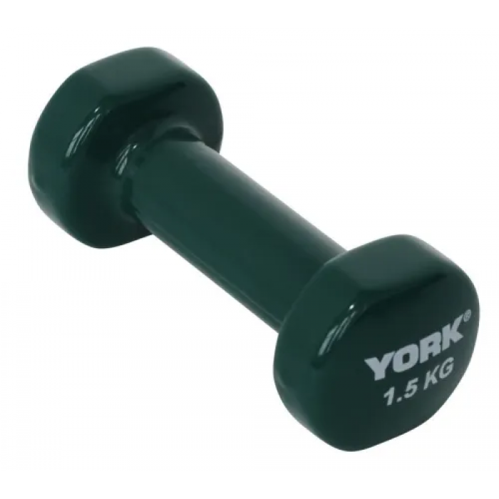 Гантели для фитнеса виниловые круглые York Fitness 2х1,5кг зеленый