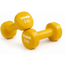 Гантели для фитнеса виниловые круглые York Fitness 2х2кг желтый