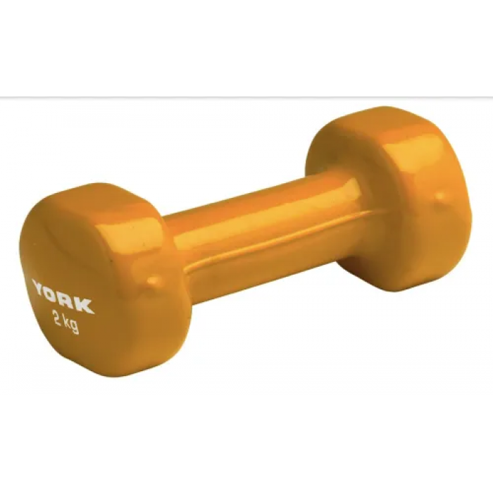 Гантели для фитнеса виниловые круглые York Fitness 2х2кг желтый