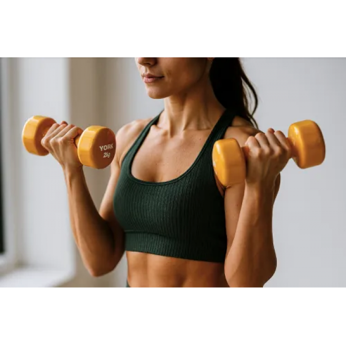 Гантели для фитнеса виниловые круглые York Fitness 2х2кг желтый