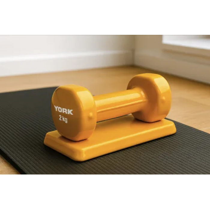 Гантели для фитнеса виниловые круглые York Fitness 2х2кг желтый