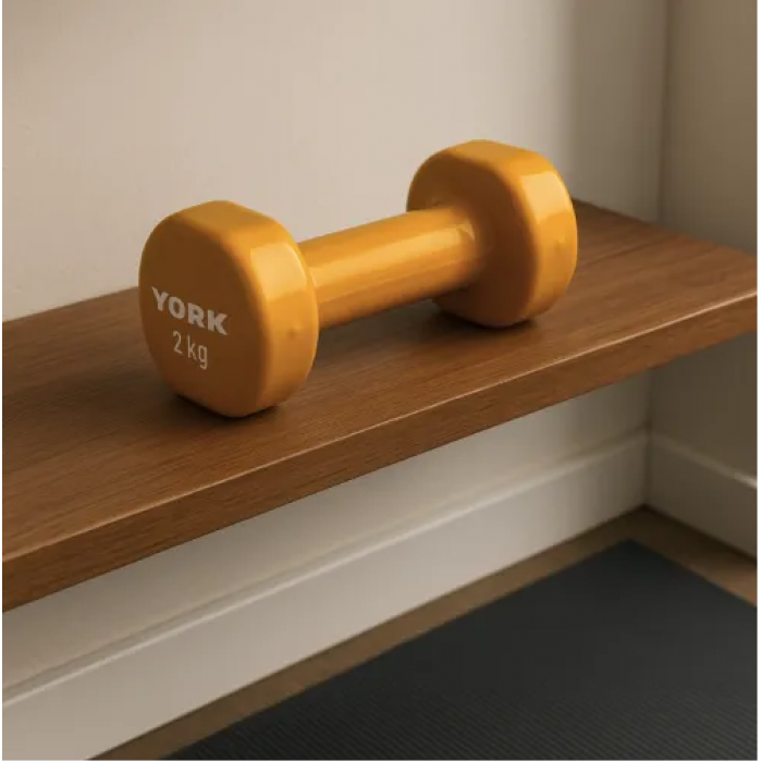 Гантели для фитнеса виниловые круглые York Fitness 2х2кг желтый