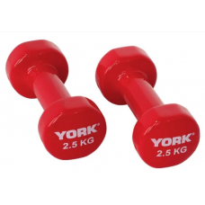 Гантели для фитнеса виниловые круглые York Fitness 2х2,5кг красный