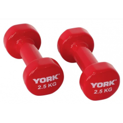 Гантелі для фітнесу вінілові круглі York Fitness 2х2, 5кг червоний