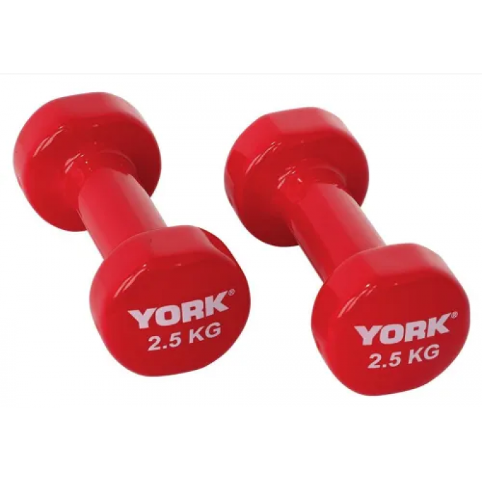 Гантели для фитнеса виниловые круглые York Fitness 2х2,5кг красный