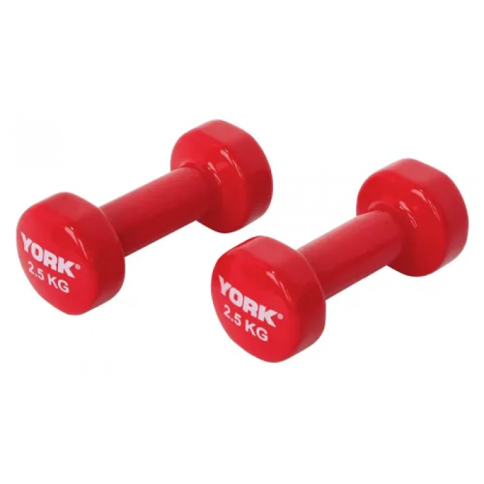 Гантели для фитнеса виниловые круглые York Fitness 2х2,5кг красный