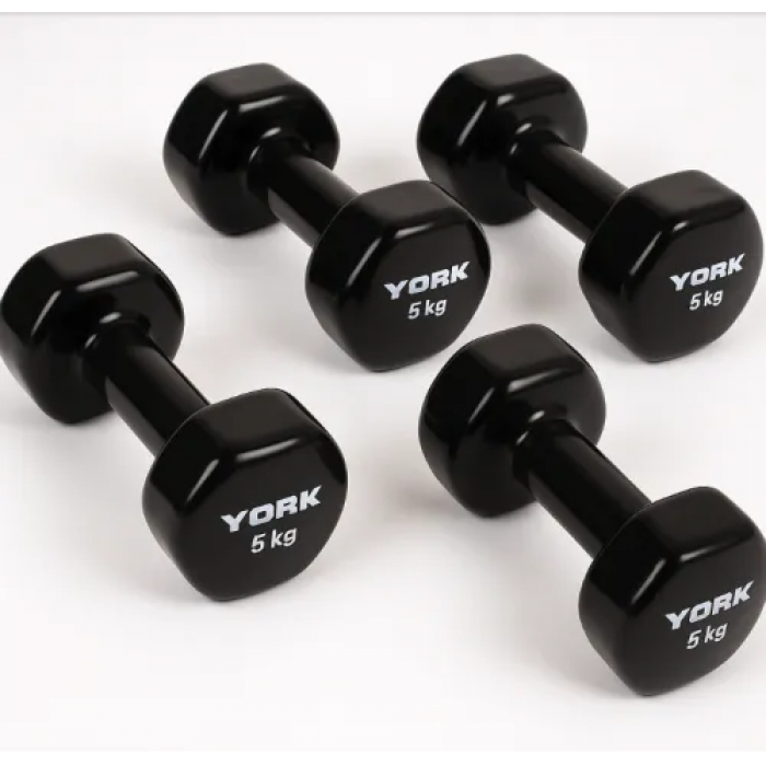 Гантелі для фітнесу вінілові круглі York Fitness 2х5кг чорний