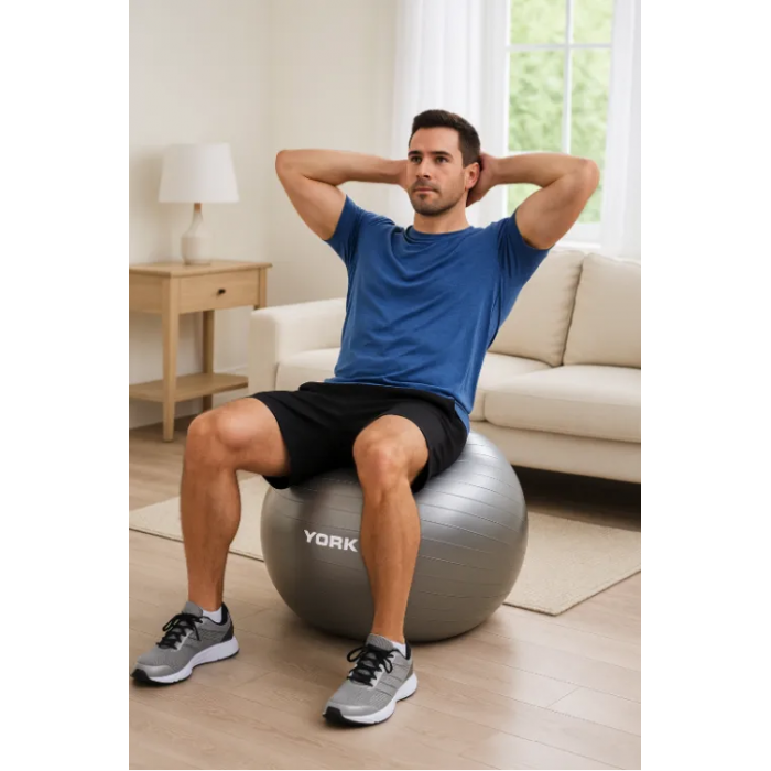 Фітбол York Fitness 75см сірий + насос