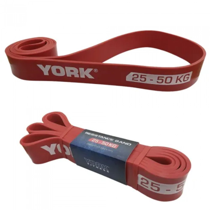 Резинка для підтягування та спорту York 25-50кг - 2080x45x4,5 мм, червоний