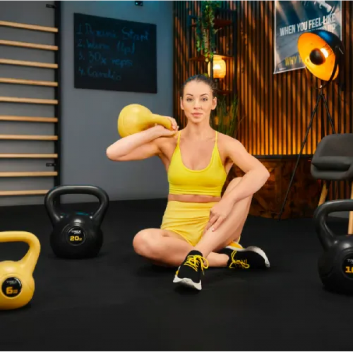 Гиря виниловая 8кг Trex Sport TX-008CKB желтая