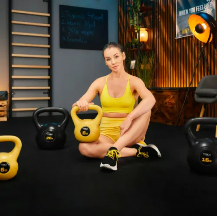 Гиря виниловая 8кг Trex Sport TX-008CKB желтая