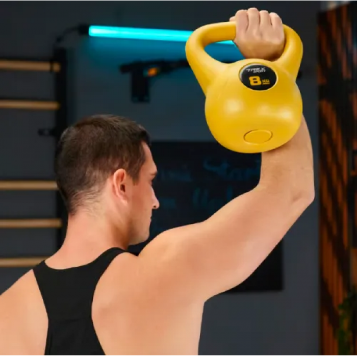 Гиря виниловая 8кг Trex Sport TX-008CKB желтая