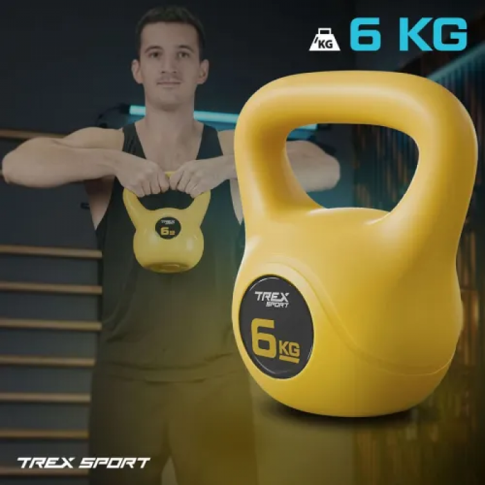 Гиря виниловая 6кг Trex Sport TX-006CKB желтая