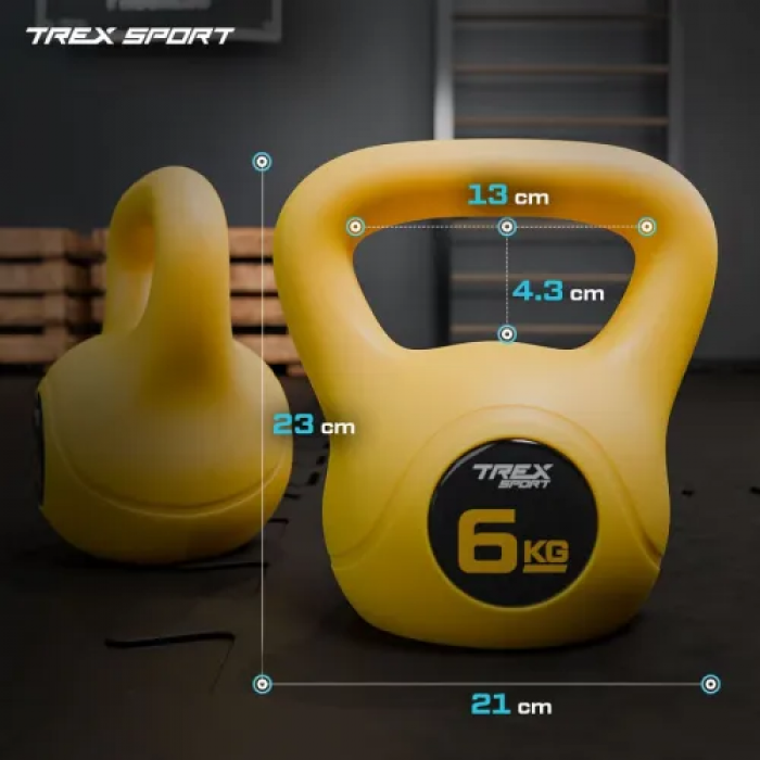 Гиря виниловая 6кг Trex Sport TX-006CKB желтая