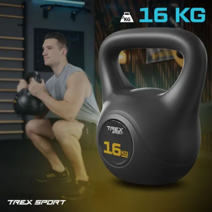Гиря виниловая 16кг Trex Sport TX-016CKB черный