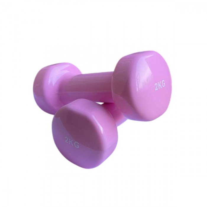 Гантель для фитнеса 2 кг 1шт с виниловым покрытием Generation Fintess FF51D3B-2kg (розовая)
