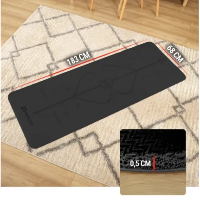 Йога-мат Hop-Sport PU 0,5см 183 x 68см HS-P005GM чорний