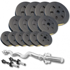 Набір зі штангою та гантелями Besport PowerPro 46кг з w-подібним грифом 120см