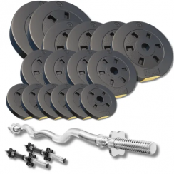 Набір зі штангою та гантелями Besport PowerPro 66кг з w-подібним грифом 120см.