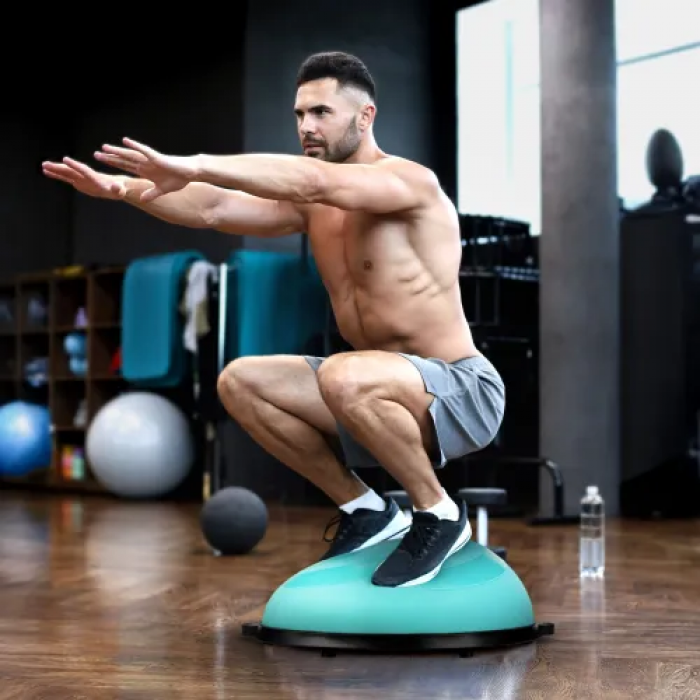 Балансувальна напівсфера Gymtek Flex Core Half Ball 58см з еспандерами + блакитний насос