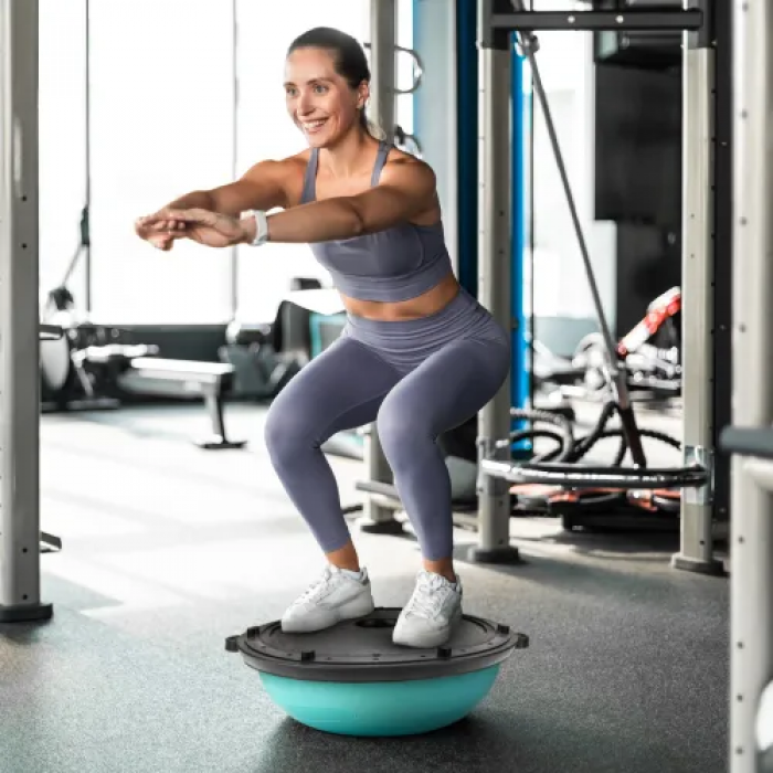 Балансувальна напівсфера Gymtek Flex Core Half Ball 58см з еспандерами + блакитний насос