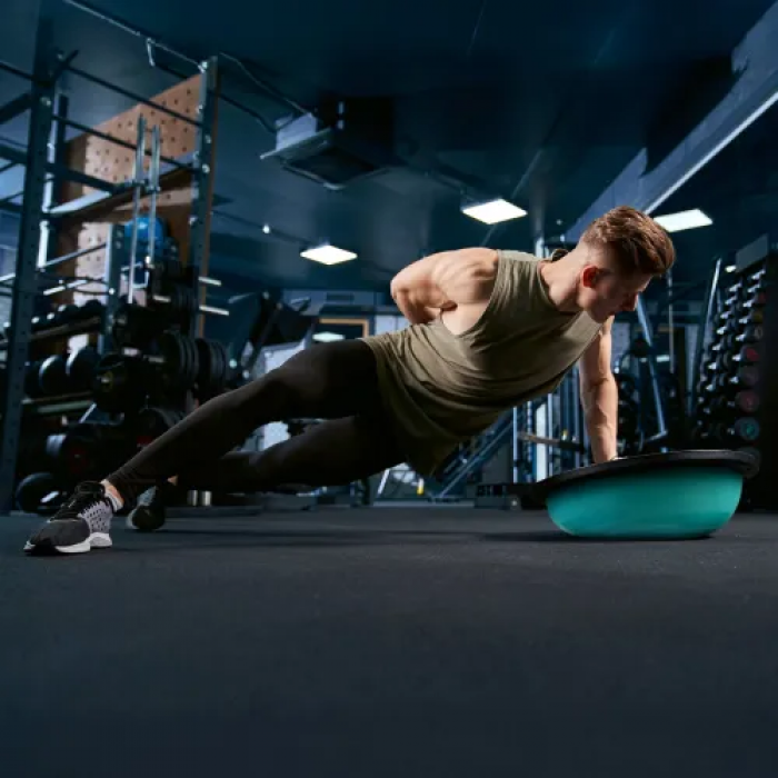 Балансувальна напівсфера Gymtek Flex Core Half Ball 58см з еспандерами + блакитний насос